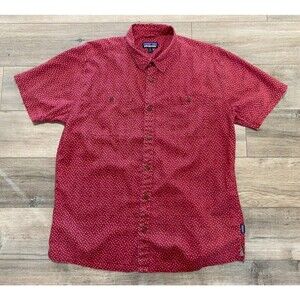 Patagonia Back Step Mens XL Red Floral Fishing Hawaiian Camp Hemp Blend 53139